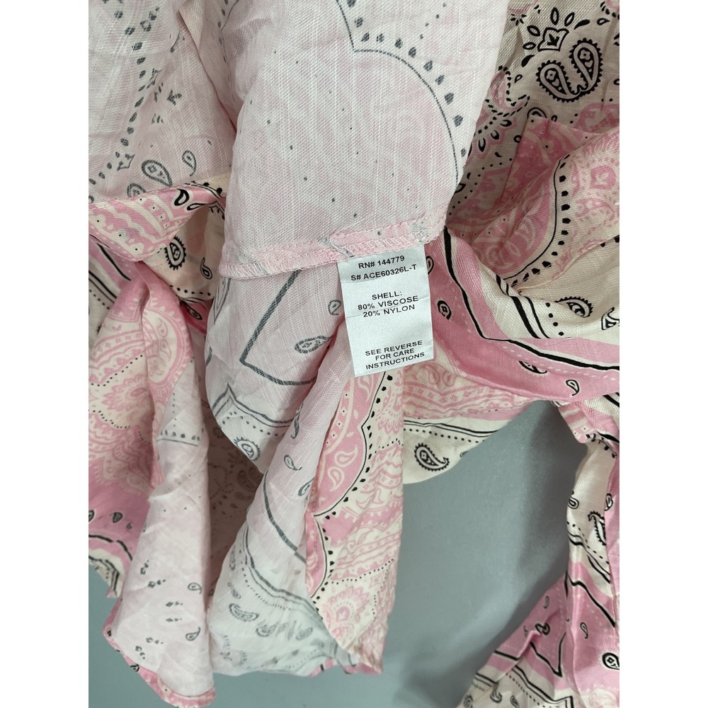 VICI Womens Button Down Top Pink Bandana Paisley Relaxed Fit Large - Picture 4 of 6